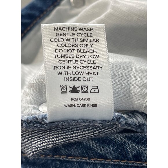 Evereve Ever Slouchy Jeans Size 24 Blue Dark Rinse Slit Distressed Hem Denim NEW - Picture 8 of 9